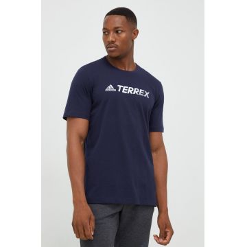 adidas TERREX tricou Classic Logo barbati, culoarea albastru marin, cu imprimeu