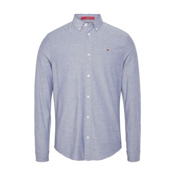 Camasa slim fit din amestec de bumbac organic - Alb - Albastru -