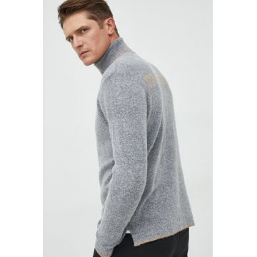 Pepe Jeans pulover de lana barbati, culoarea gri, cu guler