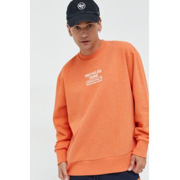 Superdry bluza barbati, culoarea portocaliu, cu imprimeu