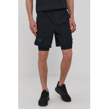 Under Armour pantaloni scurți de alergare Launch barbati, culoarea negru