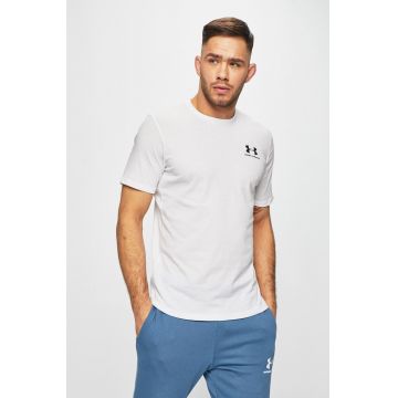 Under Armour tricou SPORTSTYLE LEFT CHEST barbati, culoarea alb, neted, 1326799