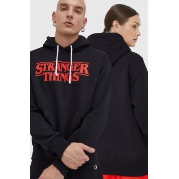 Champion bluza Xstranger Things culoarea negru, cu imprimeu