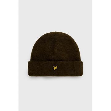 Lyle & Scott caciula culoarea verde, din tricot gros Lyle & Scott caciula culoarea verde, din tricot gros