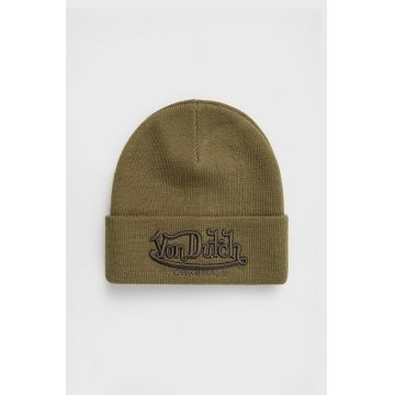 Von Dutch caciula culoarea verde, din tricot gros