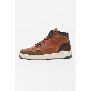 Pantofi sport high-top de piele cu garnituri textile