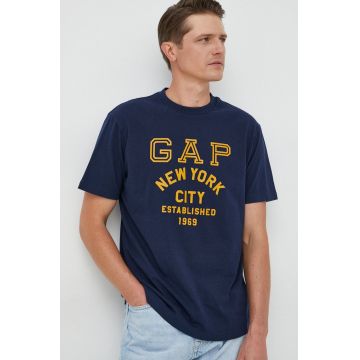 GAP tricou din bumbac culoarea albastru marin, cu imprimeu