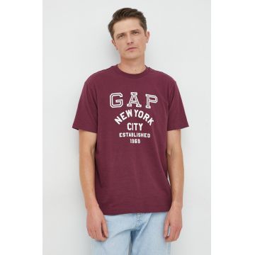 GAP tricou din bumbac culoarea violet, cu imprimeu