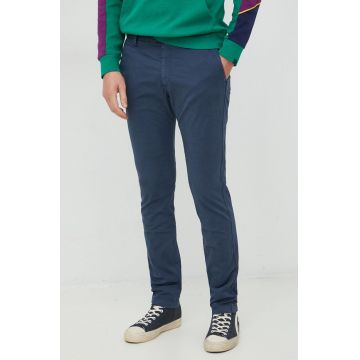 PS Paul Smith pantaloni barbati, culoarea albastru marin, cu fason chinos