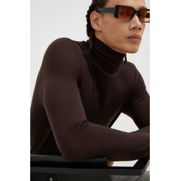 Samsoe Samsoe pulover de lana barbati, culoarea maro, light, cu guler