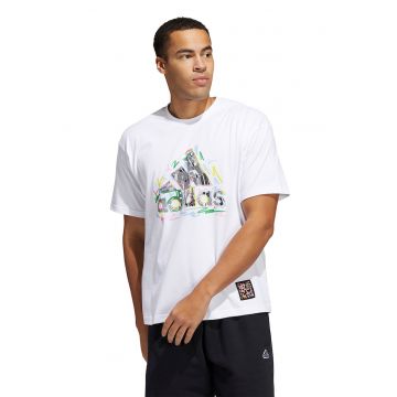 Tricou cu decolteu la baza gatului si imprimeu logo Pride RW880