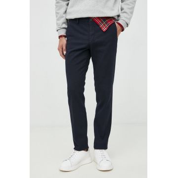 Manuel Ritz pantaloni barbati, culoarea albastru marin, cu fason chinos