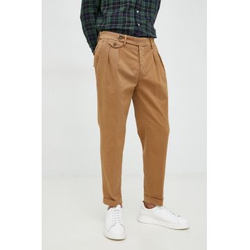 Manuel Ritz pantaloni barbati, culoarea bej, drept Manuel Ritz pantaloni barbati, culoarea bej, drept