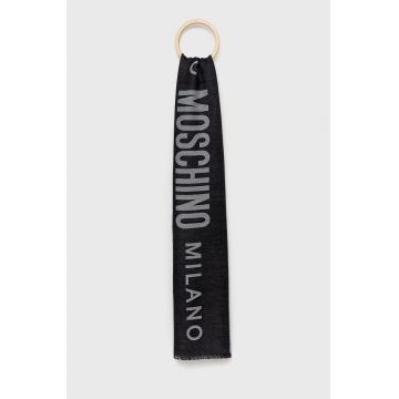 Moschino esarfa de lana culoarea negru, modelator