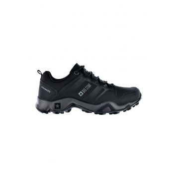 Pantofi sport low-cut cu insertii din piele ecologica - Negru