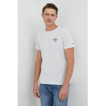 Pepe Jeans tricou barbati, culoarea gri, cu imprimeu