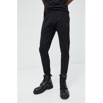 Superdry pantaloni de trening barbati, culoarea negru, neted